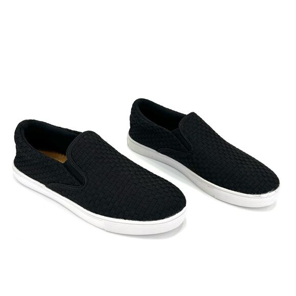 BM BERNIE MEV. NEW YORK CITY "VERONA" BLACK WOVEN STRETCHY SLIP-ON SNEAKERS - Picture 1 of 11